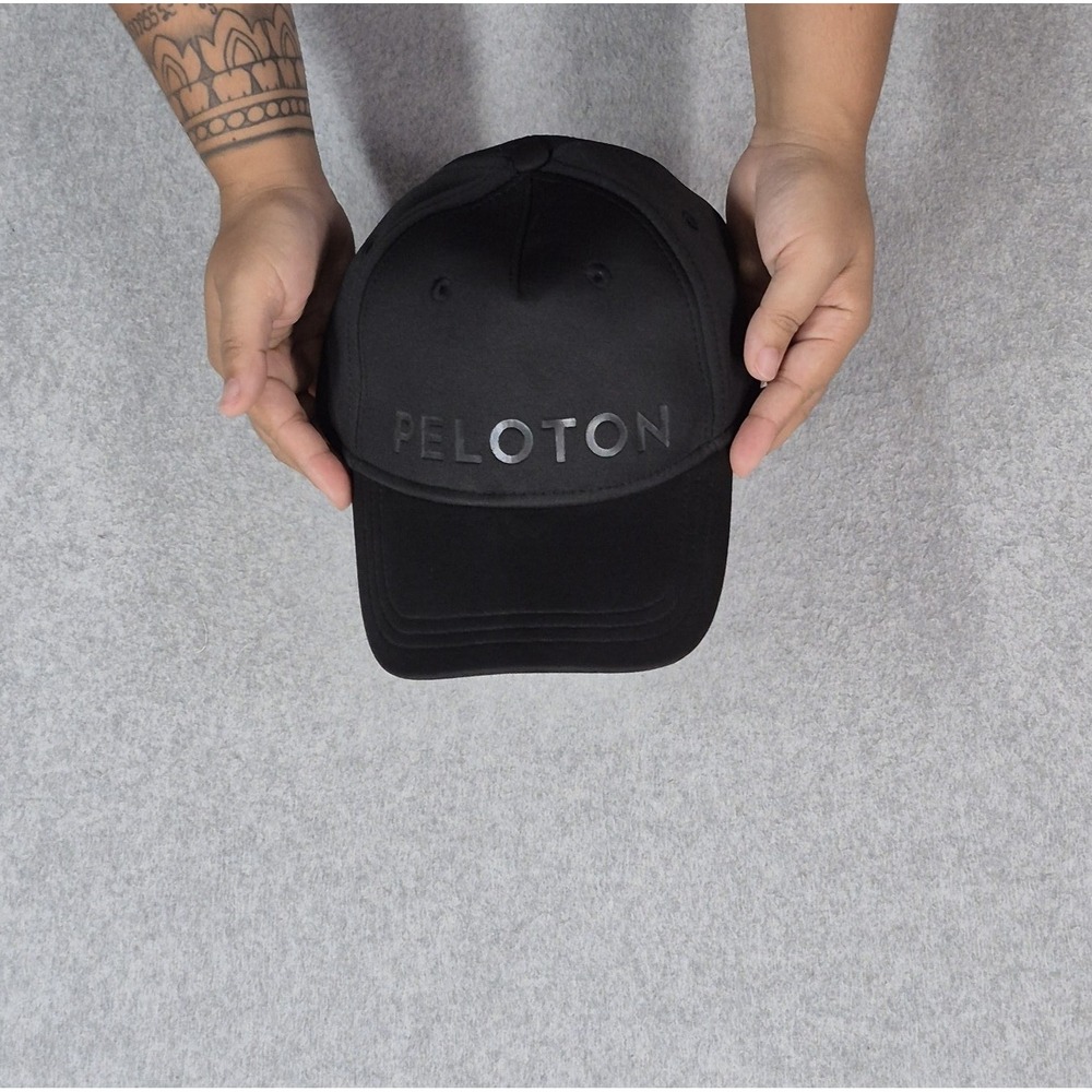 Peloton Men Baseball Cap OS Black Curved Buckle Strapback